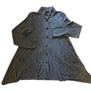 Comfy U.S.A. Women's‎ Mandarin Collar Button-Down Tunic Shirt Gray Medium